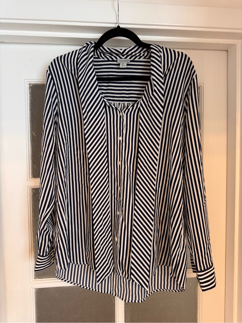 Paraphrase Navy & White Striped Top